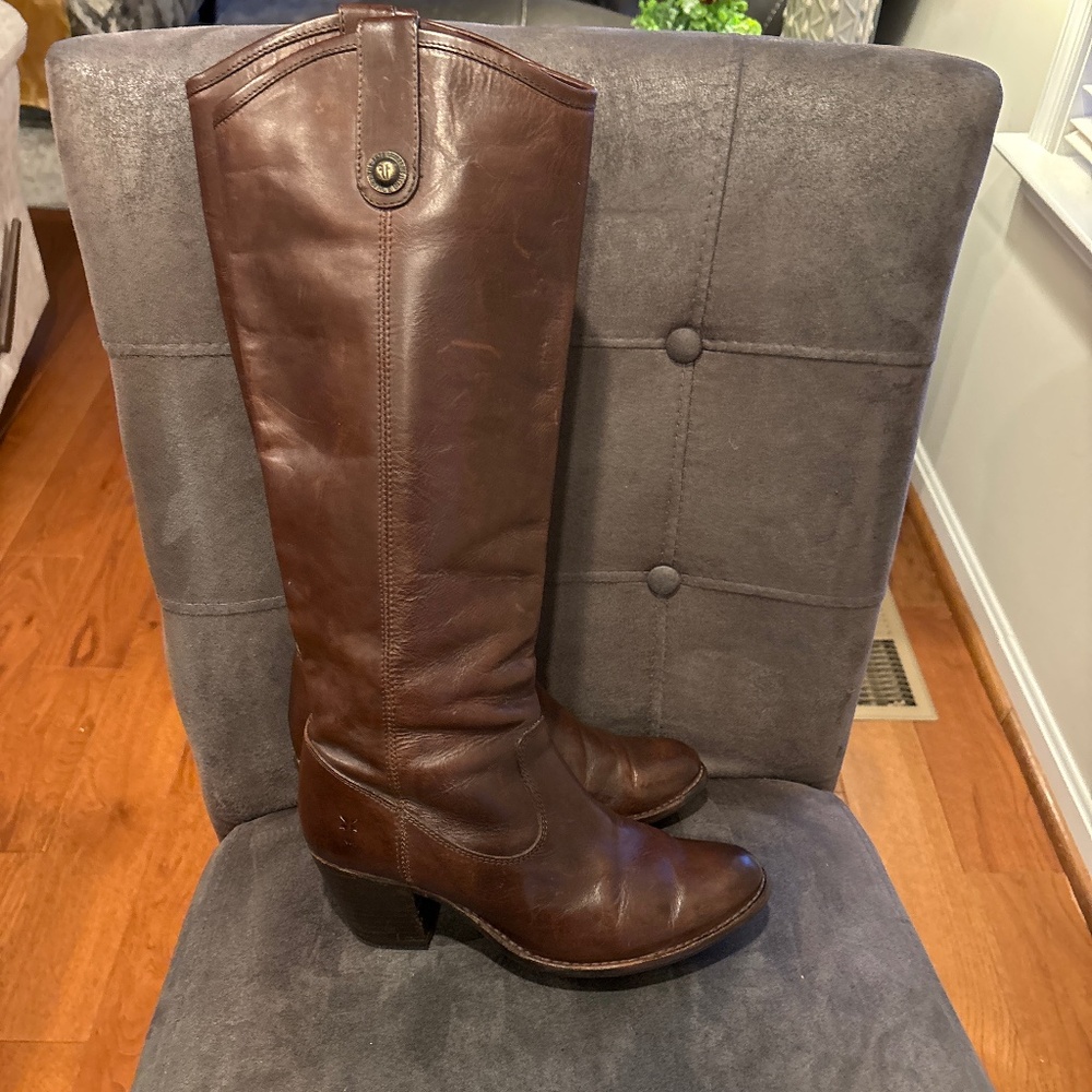 Frye Tall Leather Riding Boots in Brown - Picture 4 of 8